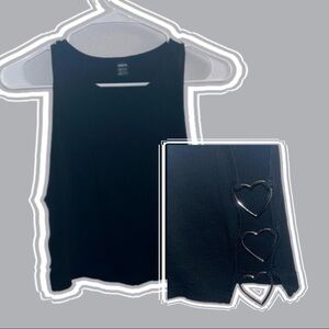 Black Tank with Heart Details
